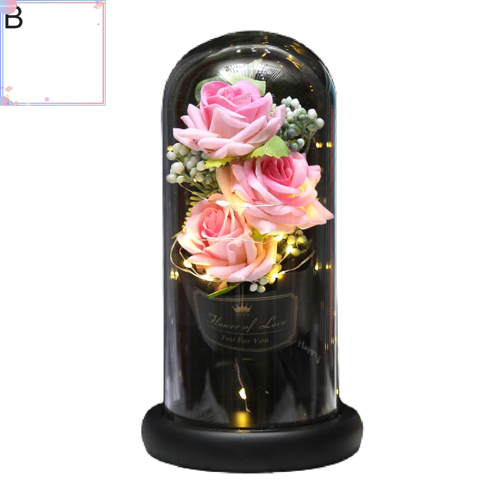 Đèn LED hình hoa hồng giả đế gỗ ổn định trang trí nhà cửa