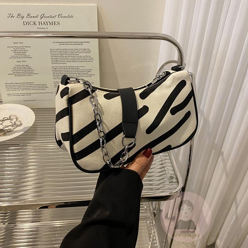 Túi Xách Canvas Cỡ Lớn Phối Dây Xích Và Khóa Kéo Thời Trang Cho Nữ