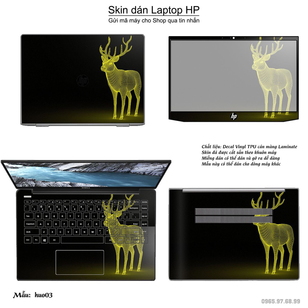 Skin dán Laptop HP in hình Con hươu (inbox mã máy cho Shop)