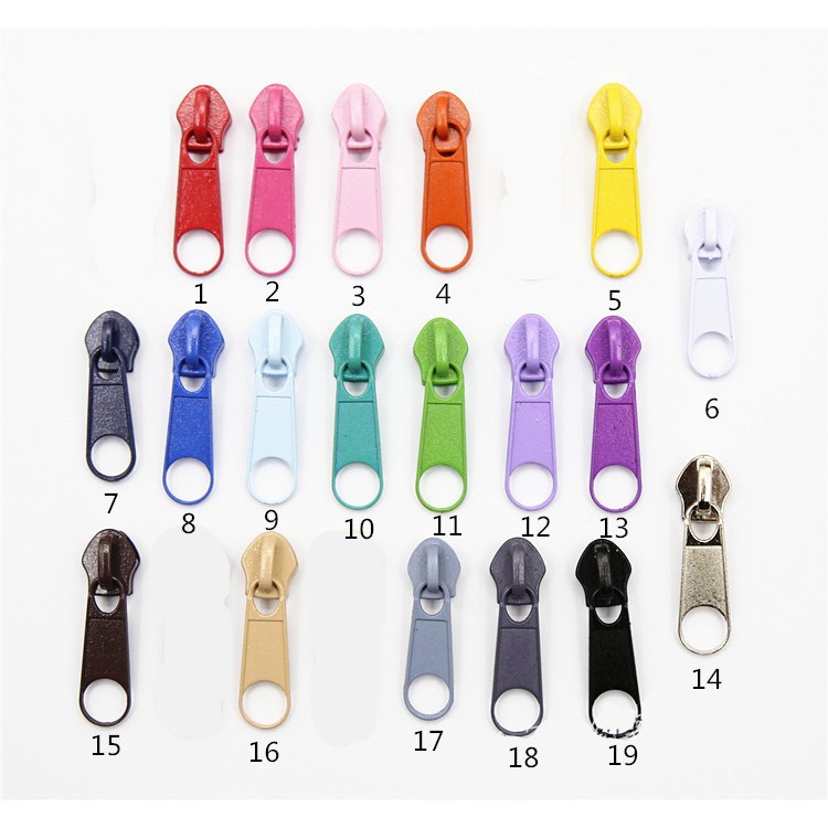 5# Nhiều màu nylon zipper puller đầu dây kéo 10 cái / lốc