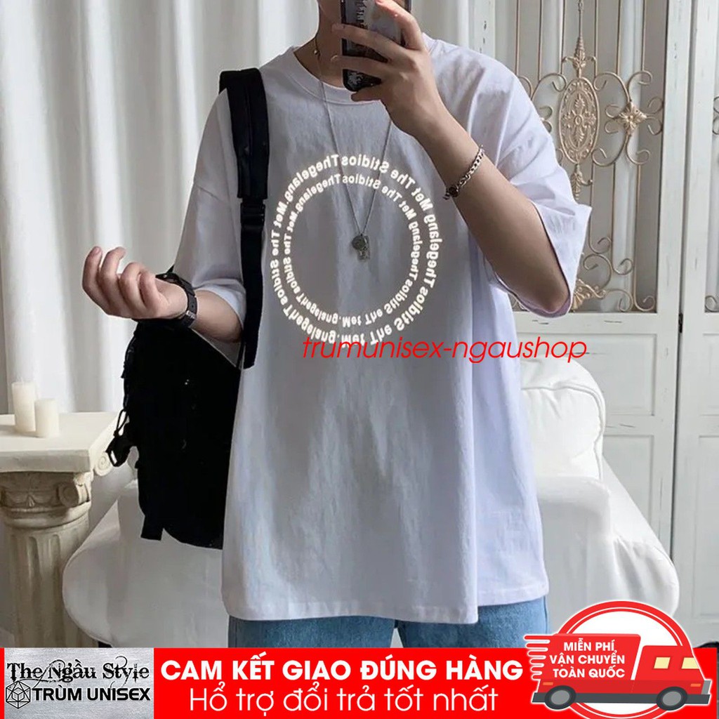 Áo thun Phản quang Stee nam tay lỡ unisex form rộng In phản quang Chữ Vòng Tròn chất vải cotton 100% | BigBuy360 - bigbuy360.vn