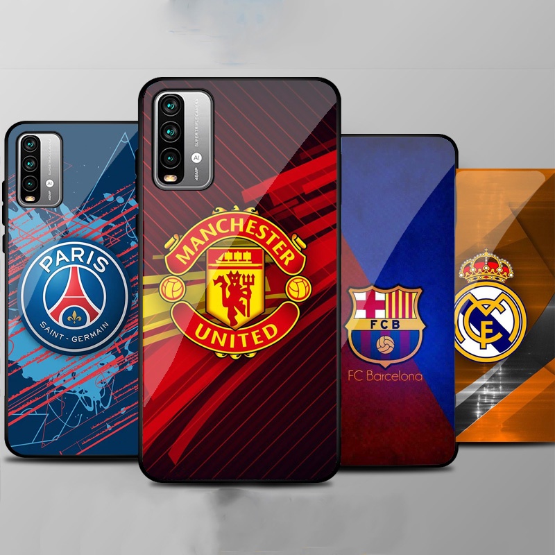 Ốp Lưng XIAOMI REDMI 9T, POCO M3 mặt kính cường lực cao cấp In hình Câu Lạc Bộ Bóng Đá