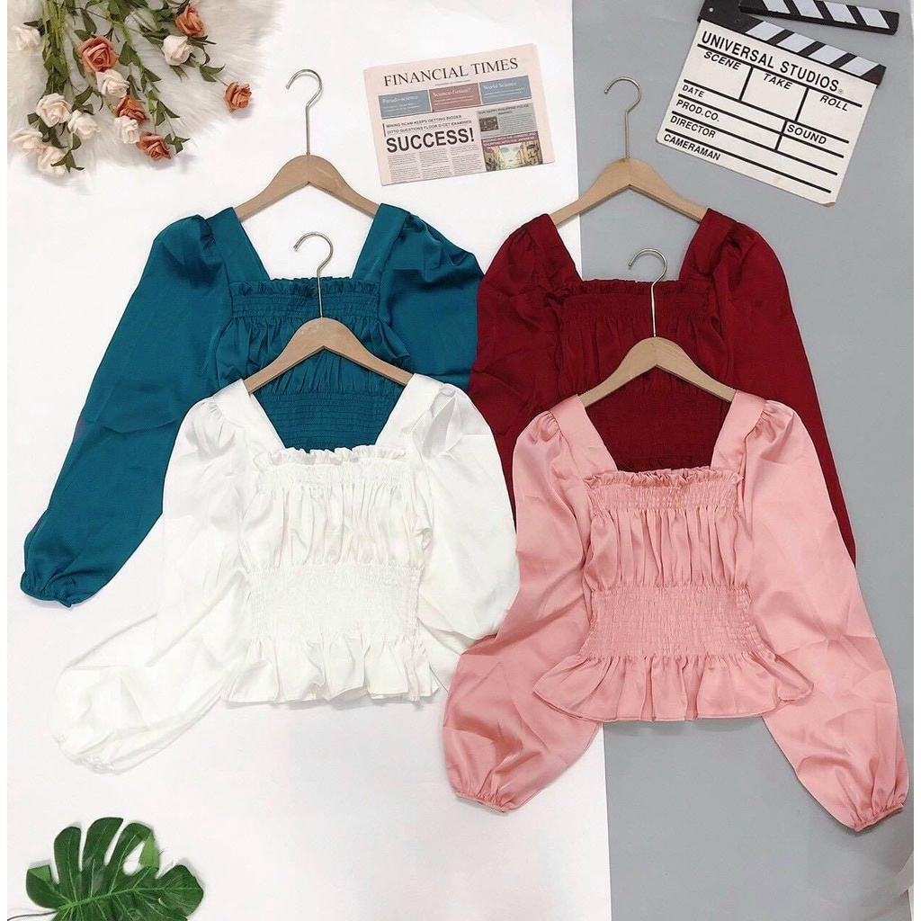 Áo Satin Tay Dài Tiểu Thư Mã T28