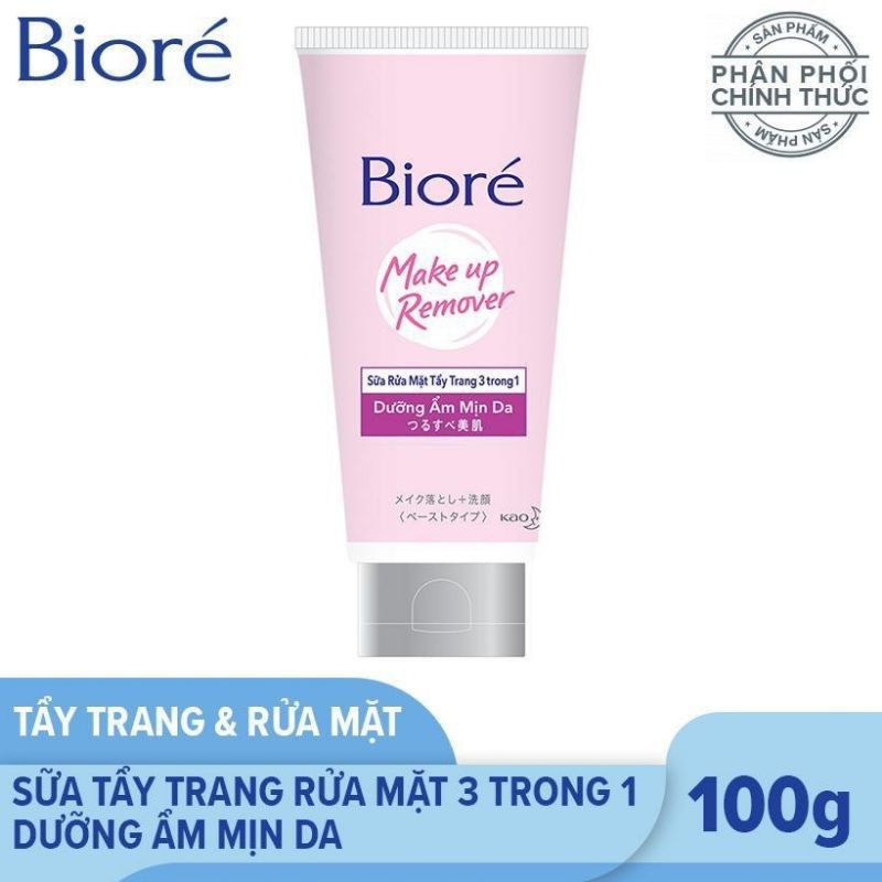 Sữa Tẩy Trang Rửa Mặt 3 Trong 1 Dưỡng Ẩm Mịn Da Biore 100g