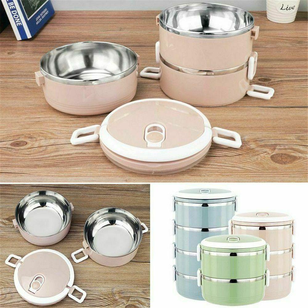 Hộp Đựng Thức Ăn Trưa 1 / 2 / 3 Tầng Bằng Thép Không Gỉ Chống Rò Rỉ 1 / 2 / 3 Lớp