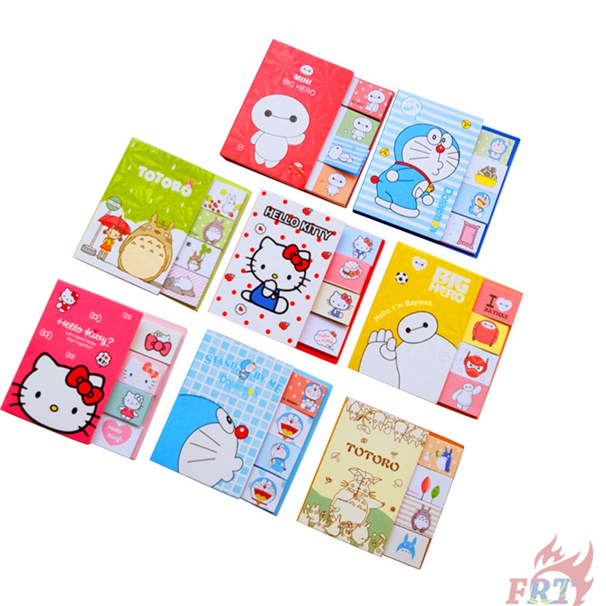 ✿ 1 Gói 100 Miếng Dán Hình Hello Kitty / Baymax / Totoro / Doraemon Đáng Yêu ✿ Giấy Dán Ghi Chú Họa Tiết Dễ Thương