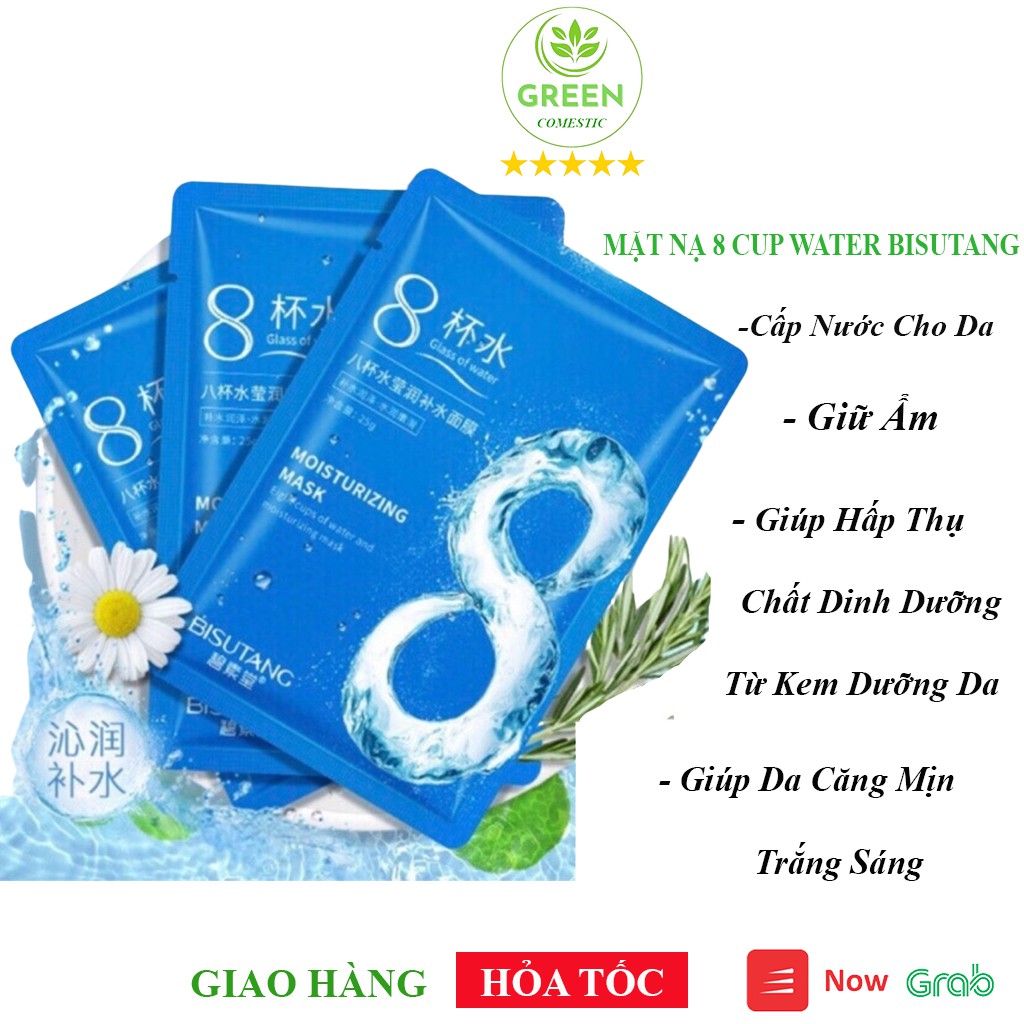 Mặt Nạ Cấp Nước 8 CUP WATER BISUTANG – Măt Nạ Dưỡng Ẩm Kiềm Dầu Se Khít Lỗ Chân Lông Mask Nội Địa Trung Cao Cấp Green Co