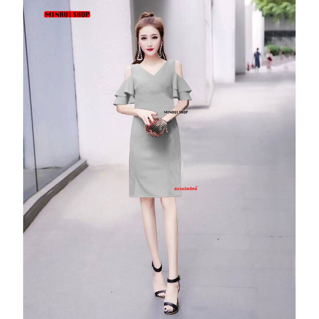 Đầm Tay Xù Bust 38 Inch Chiều Dài 37 Eo 38 Hông 42 S142