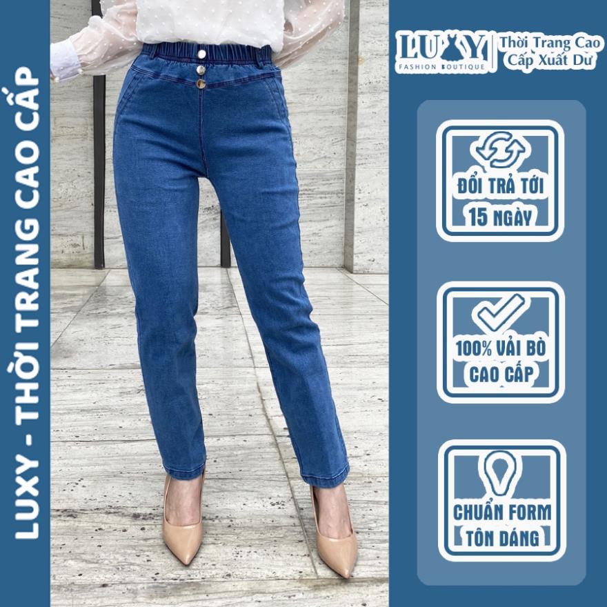 Quần jean nữ cạp chun chất đẹp co giãn 4 chiều V193 Luxy đủ size từ 40kg-80kg !