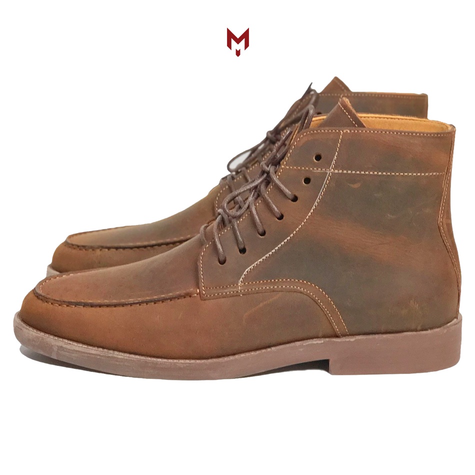 Giày cao cổ nam MAD Moctoe Boots da bò sáp ngựa điên cao cấp thời trang vintager phong cách bụi