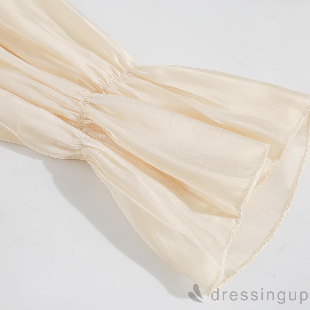 Áo Tay Phồng Cổ Tròn Màu Trơn Thời Trang Mùa Thu Cho Nữ