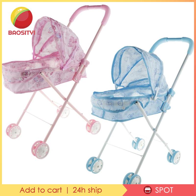 [Baosity 1] Đồ Chơi Búp Bê Em Bé Đẩy Xe Đẩy Màu Hồng
