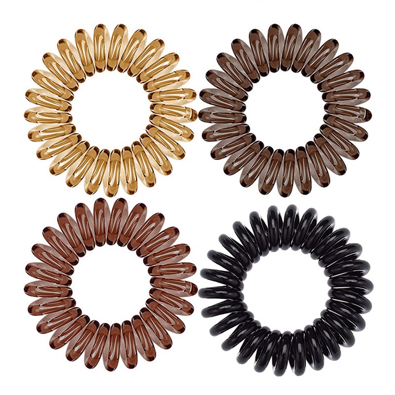 Bộ 8 Dây Cột Tóc Dạng Xoắn Ốc Độ Đàn Hồi Cao Màu Sắc Trơn Không Gây Mỡ