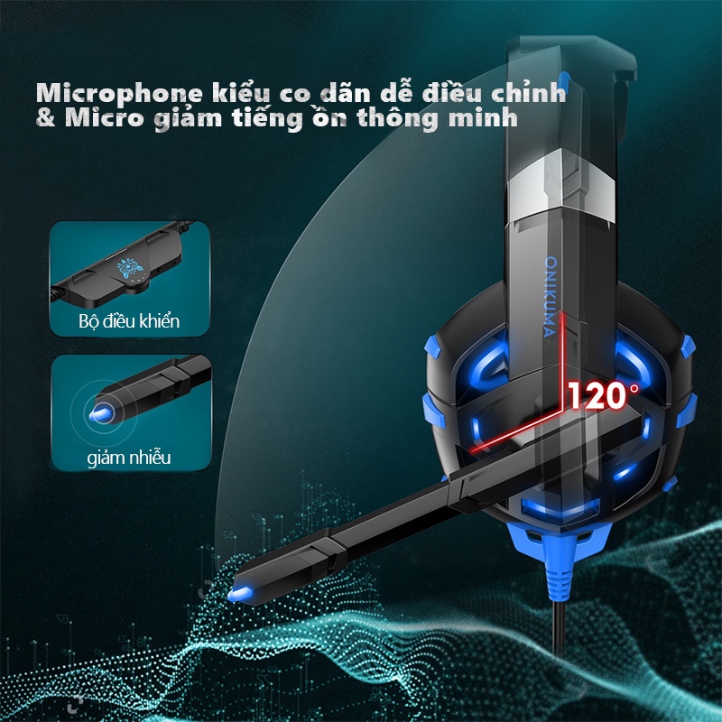 Tai Nghe Chơi Game Chụp Tai Có Dây ONIKUMA X26 Có Mic Có Đèn RGB/ LED, Cho Máy Tính/ PC/ Laptop - Gaming Headphones