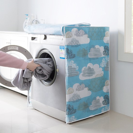 Áo trùm máy giặt VẢI TRONG SALIN chống nước - LỒNG NGANG CỬA NGANG