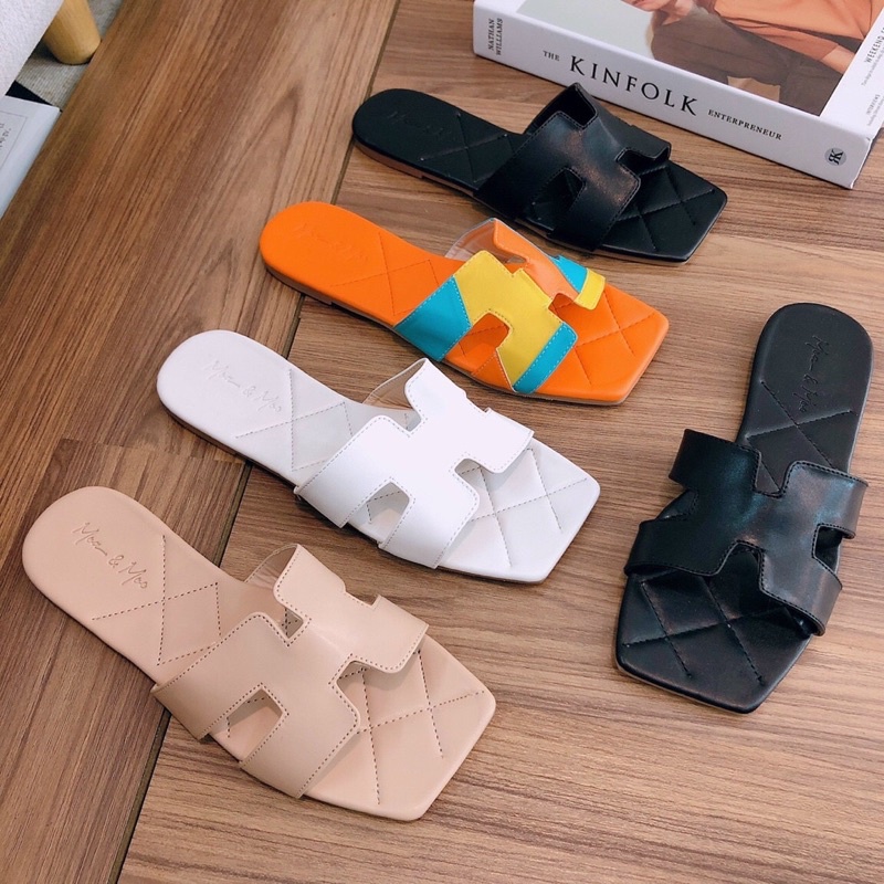 Dép H nữ quai ngang kiểu hm phá cách chằng chỉ đế cao cấp siêu êm cực HOT - Chi Chanh Store