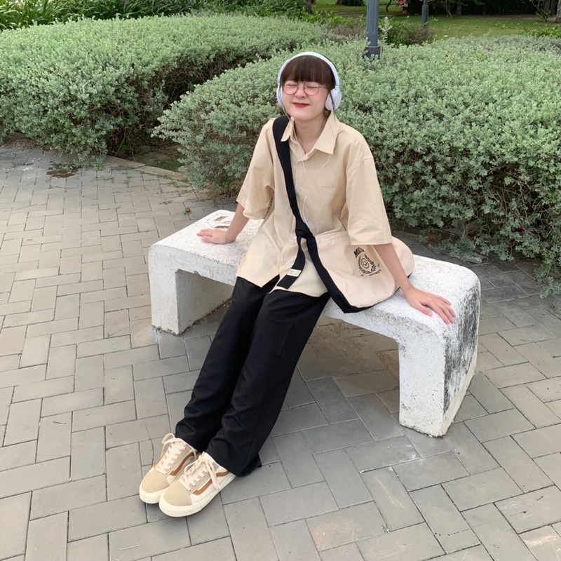 Túi Đeo Chéo Buộc Dây Thêu Logo "University" Vải Canvas