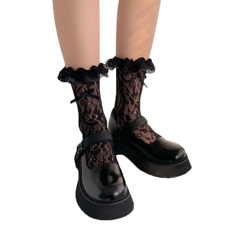 Xixi Vớ Lưới Phối Nơ Hai Lớp Phong Cách Lolita Nhật Bản Dành Cho Nữ Sinh