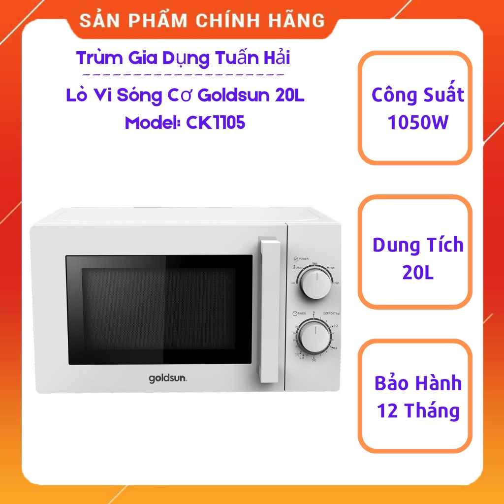 Lò Vi Sóng Cơ GOLDSUN CK1105 , Dung Tích 20L, Tiết Kiệm Điện Năng Và An Toàn Khi Sử Dụng