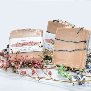 Xà Phòng/ Xà Bông rửa tay - Artisan Soap - "Charcoal Rose" - Không mùi - Làm với đất sét Pháp