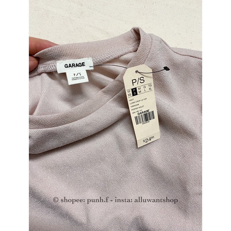 Áo Garage Lurex Long Sleeve Crop Tee XK