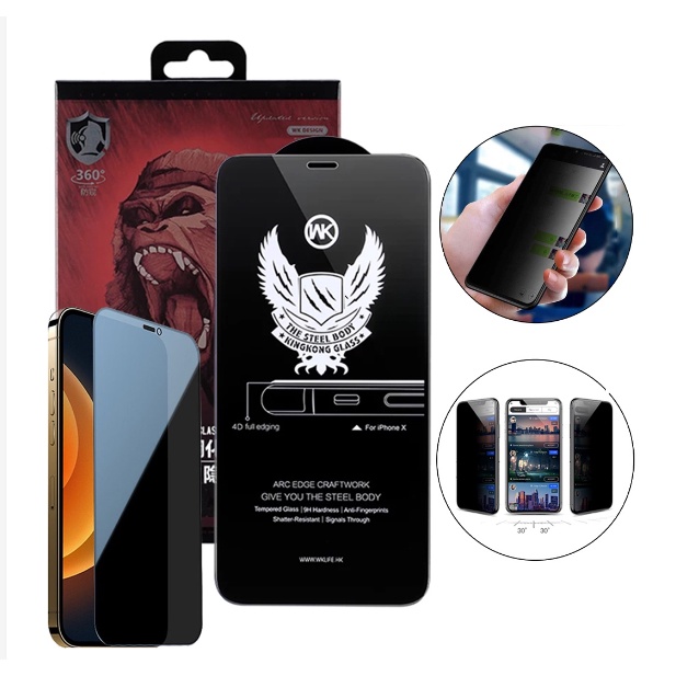 "Kính Cường Lực Chống Nhìn Trộm KINGKONG iphone 14 14 ProMax 14 Plus, 14 Pro full hộp chính hãng"