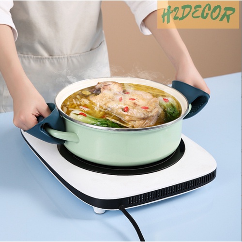Bộ dụng cụ 6 chi tiết  gắp bát đĩa chống nóng - găng tay bắc nồi - miếng rửa chén bát silicon - H2decor