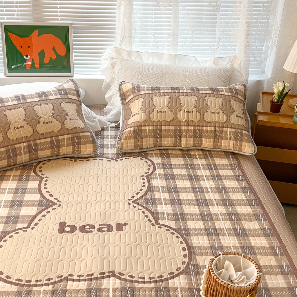 Chiếu điều hòa cao su non 9D M2T BEDDING Luxury vải lụa Tencel mềm mát - Mark Gấu bear cũ