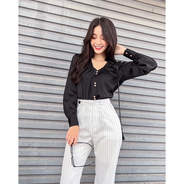 ZIEL Sơ mi lụa cổ nhún cách điệu | Alice Shirt