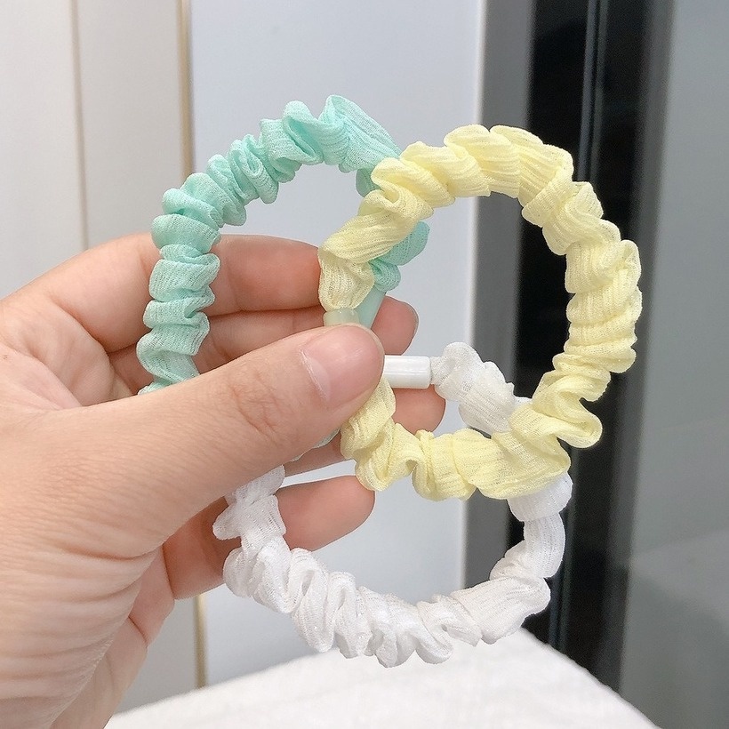 Dây Buộc Tóc Vải Lưới Màu Sắc Đơn Giản Phong Cách Hàn Quốc Cho Nữ
