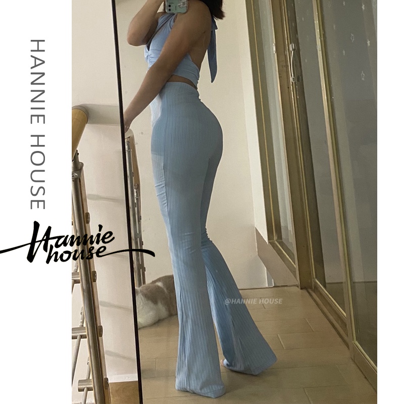 Quần Dài Ống Loe Lưng Cao Màu Trơn Gợi Cảm Cho Nữ