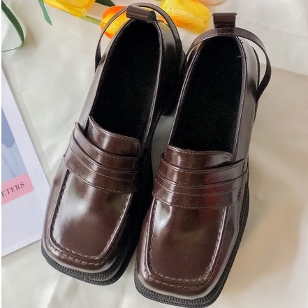 Giày Lolita Nữ Ulzzang Vintage, Giày Oxford Da PU Mũi Vuông, Đế Vuông Cao 7cm Phong Cách Retro Hàn Quốc- Iclassy_shoes