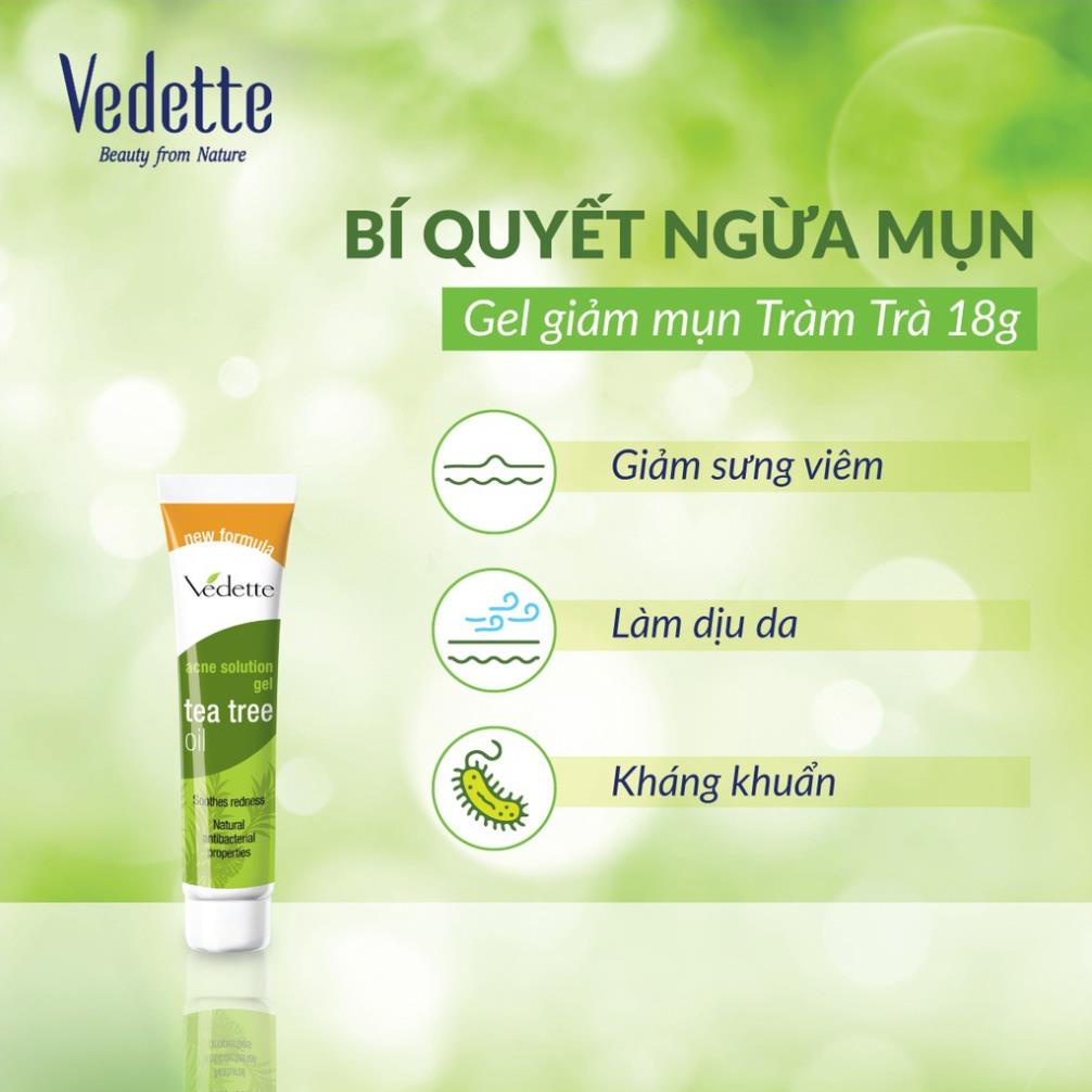 [Rẻ Vô Địch] Gel Chấm Giảm Mụn Tràm Trà - Tea Tree Oil 18g VEDETTE - Giảm mụn và Sưng viêm