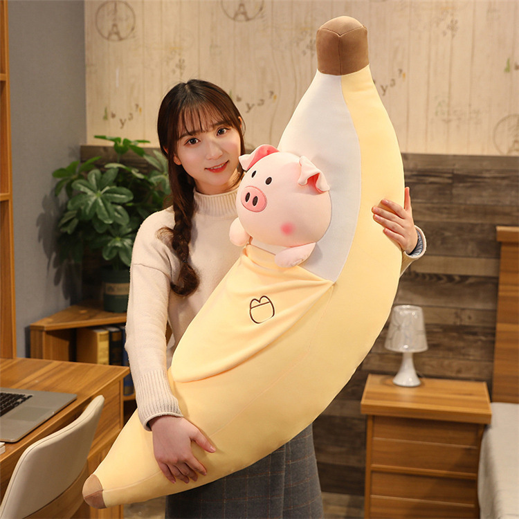Gối Ôm Nhồi Bông Hình Chuối / Cún Shiba / Chim Cánh Cụt / Mèo / Chim Cánh Cụt