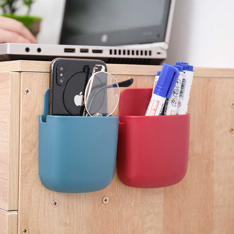 Kệ Dán Tường Cắm Bút Viết Điện Thoại Remote Nhà Tắm Phòng Ngủ Trang Trí Đựng Vật Dụng Đa Năng