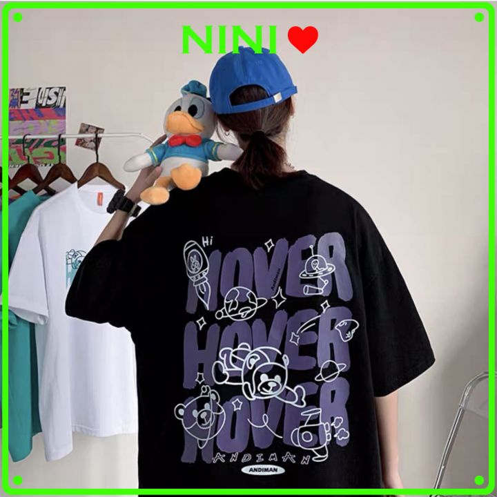 Áo thun tay lỡ nam nữ, áo phông unisex form rộng mát mịn thấm hút mồ hôi in hình GẤU HOVER