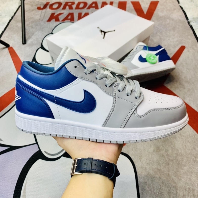Giày thể thao sneaker cổ thấp Air Jordan 1 Low Grey Navy Hàng SC