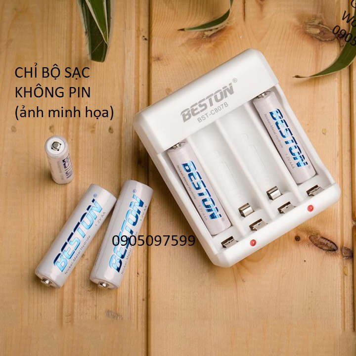 Bộ sạc pin Beston 4 cổng đa năng sạc pin máy ảnh, micro không dây 2A3A