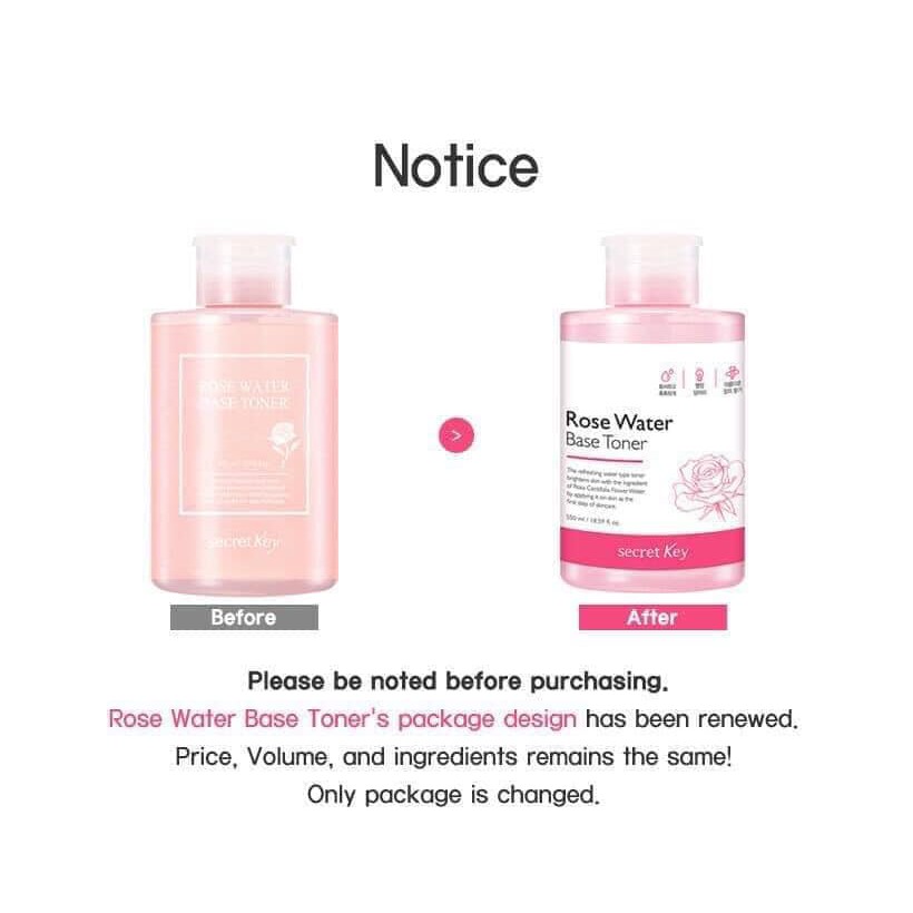 Nước Hoa Hồng Secret Key Rose Water Base Toner 550ml