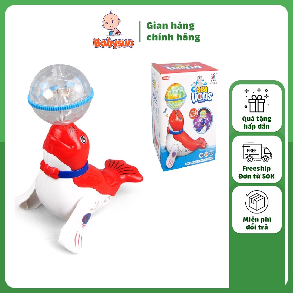 Đồ Chơi Hải Cẩu Xoay Bóng Phát Nhạc Có Đèn Cực Dễ Thương- Tặng Pin