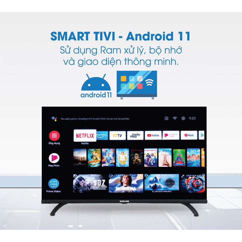 Smart Voice Tivi Darling 43 inch Full HD 43FH964V Android 11, Điều khiển giọng nói, DVB-T2, Wifi - Hàng Chính Hãng