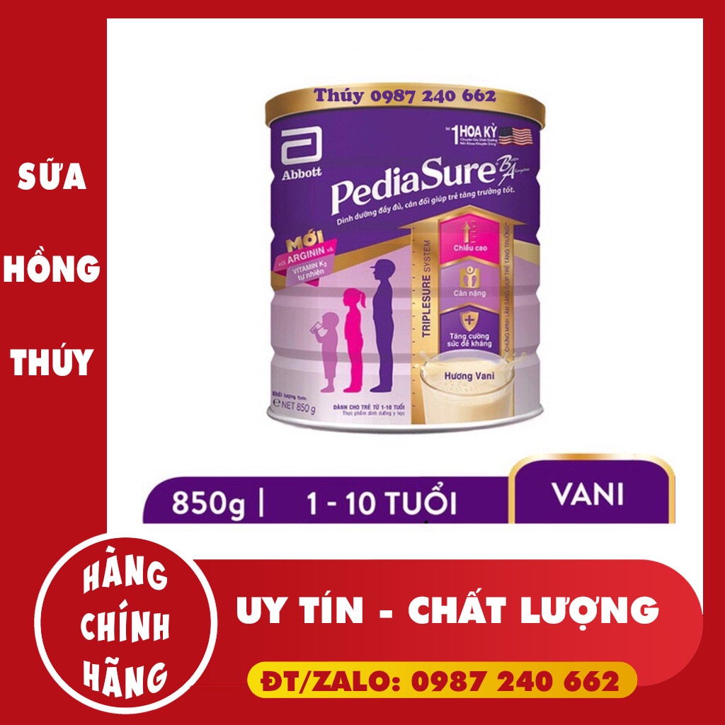 Sữa Pediasure B/A Hương Vani 850g (trẻ từ 1 đến 10 tuổi) trẻ biếng ăn, châm tăng cân, phát triển chiều cao