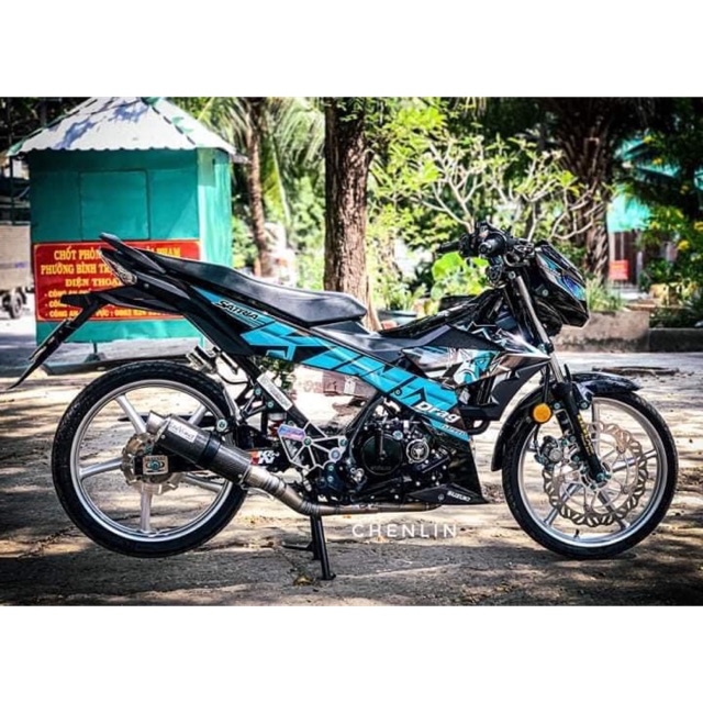 Tem rời Satria Khỉ King Drag màu xanh Đen