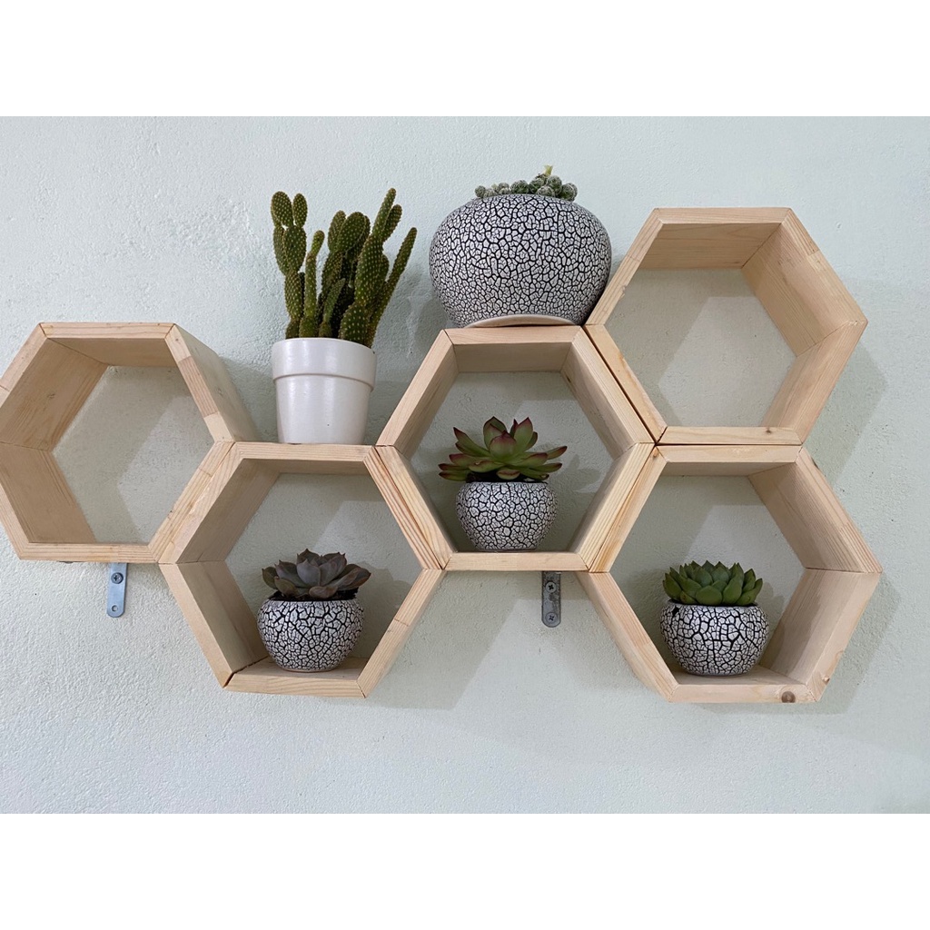 Combo 5 kệ gỗ tổ ong treo tường decor