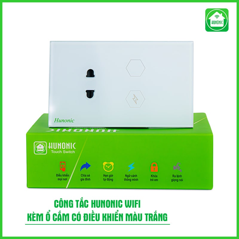 Công Tắc Thông Minh Wifi Kèm Ổ Cắm Có Điều Khiển Qua Điện Thoại, Hẹn Giờ Tự Động, Hàng Việt Nam, 2 Màu.