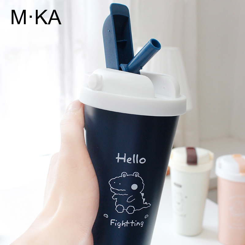 Bình Nước Giữ Nhiệt Bằng Thép Không Gỉ 304 Thiết Kế Đơn Giản Dễ Thương Kiểu Hàn Quốc 500ml