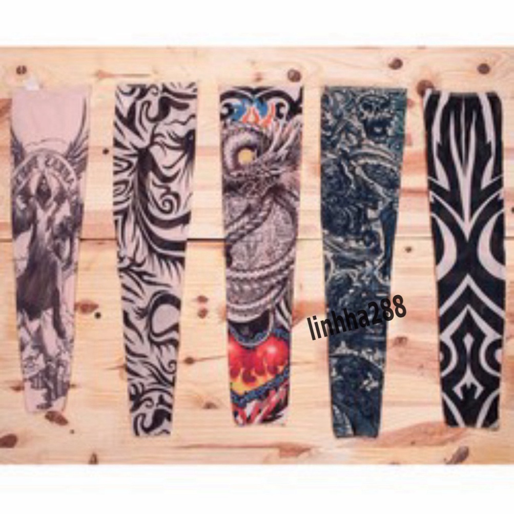 Găng Tay Chống Nắng Hình Săm Cho Nam Đi Phượt Tatoo-găng tay tay hình xăm