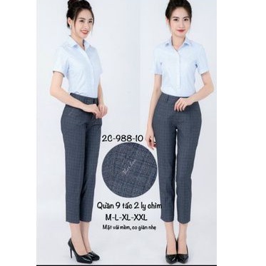 Quần 9 tấc Thái Hòa sọc caro ly chìm vải mềm co giãn.