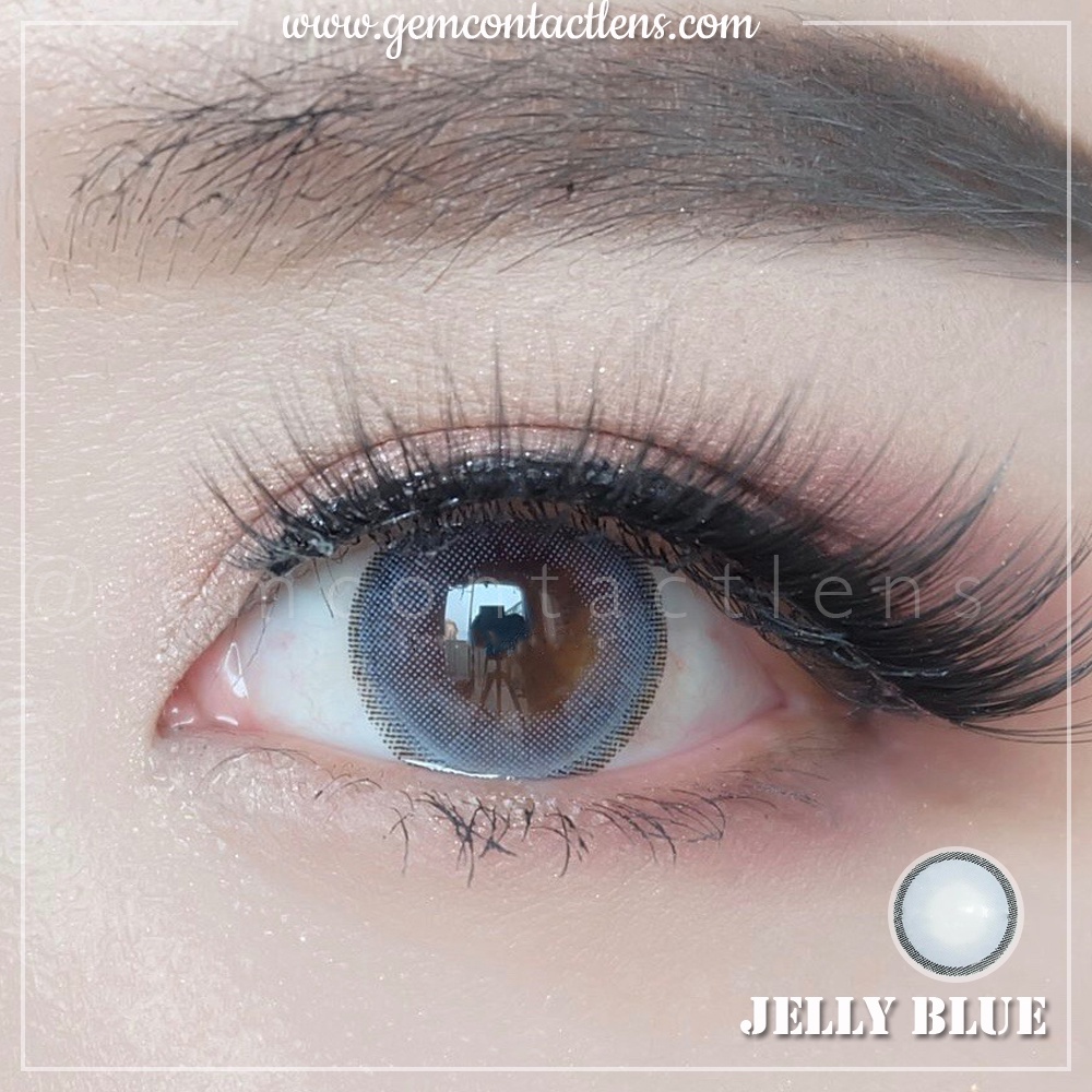 Lens Xanh Áp Tròng Xanh Viền Mỏng Hottrend JELLY BLUE Độ Ẩm Cao 55% HSD 6 Tháng Phù Hợp Cho Mắt Nhạy Cảm