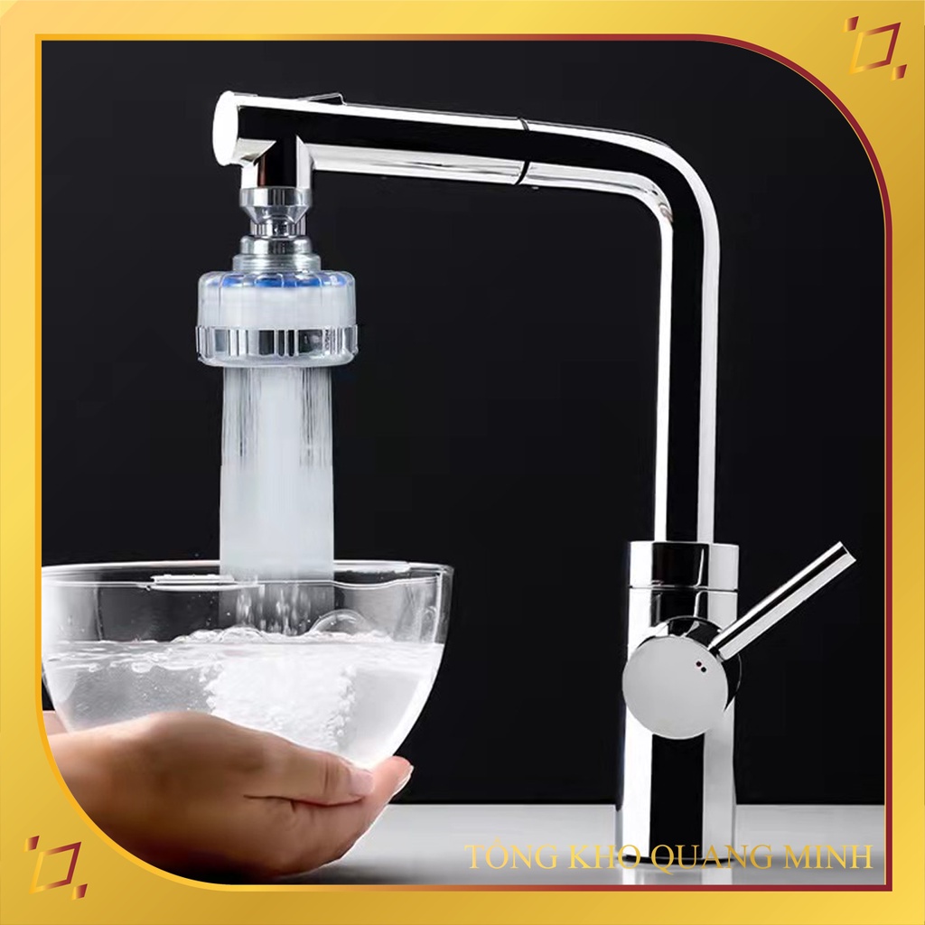 Đầu nối vòi tăng áp cho vòi rửa chén bát nhựa ABS trong lõi lọc bông xoay 360 độ lọc nước, tăng áp siêu tiện lợi